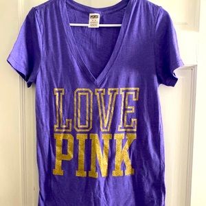Victoria Secret Pink V Tee Neck Purple M